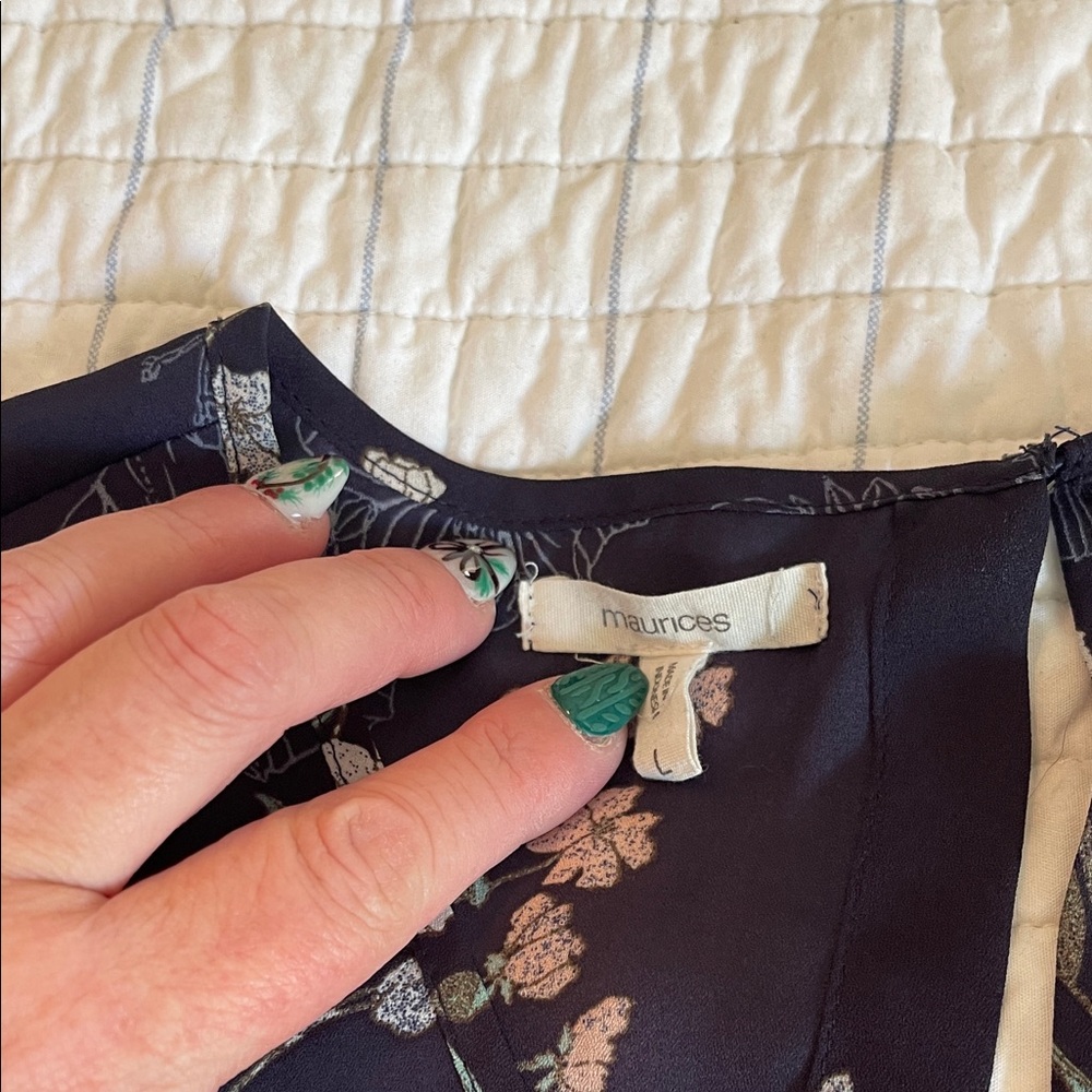 Maurices Navy Floral Blouse - Picture 2 of 5
